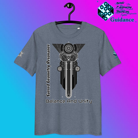 Balance and Unity T-Shirt with Sacred Geometry by XGuidance Dark Heather Blue 25