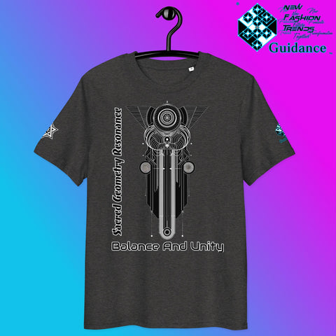 Balance and Unity T-Shirt with Sacred Geometry by XGuidance Dark Heather Grey 26
