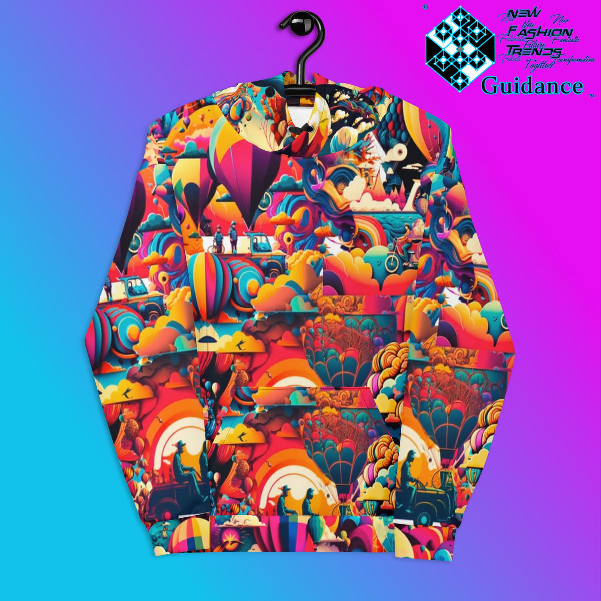 Balloon Voyage Hoodie with Colorful Adventure Design by XGuidance 2XS 1
