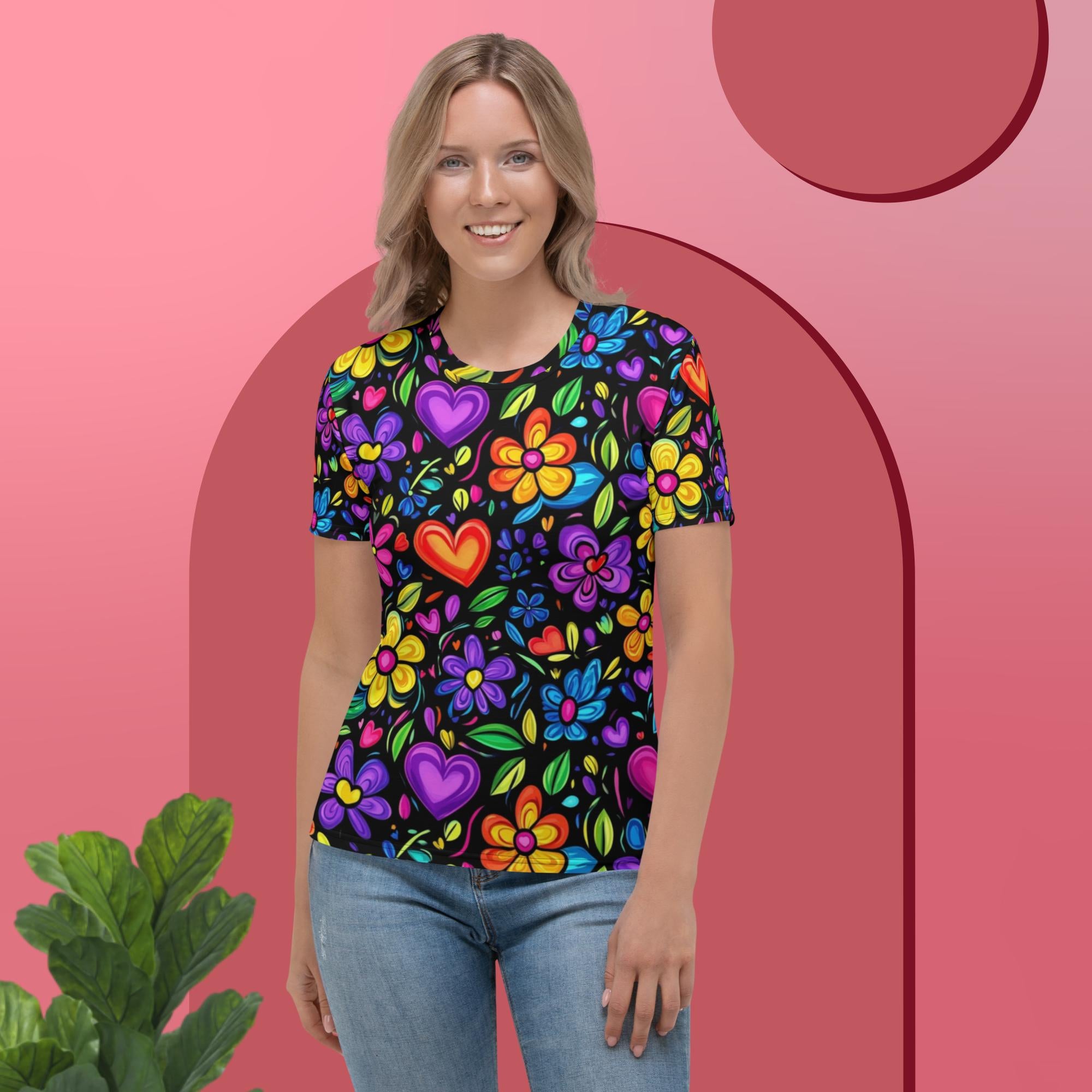 Blooming Hearts Tee – Colorful Floral Love Shirt for Joy by XGuidance XS 1