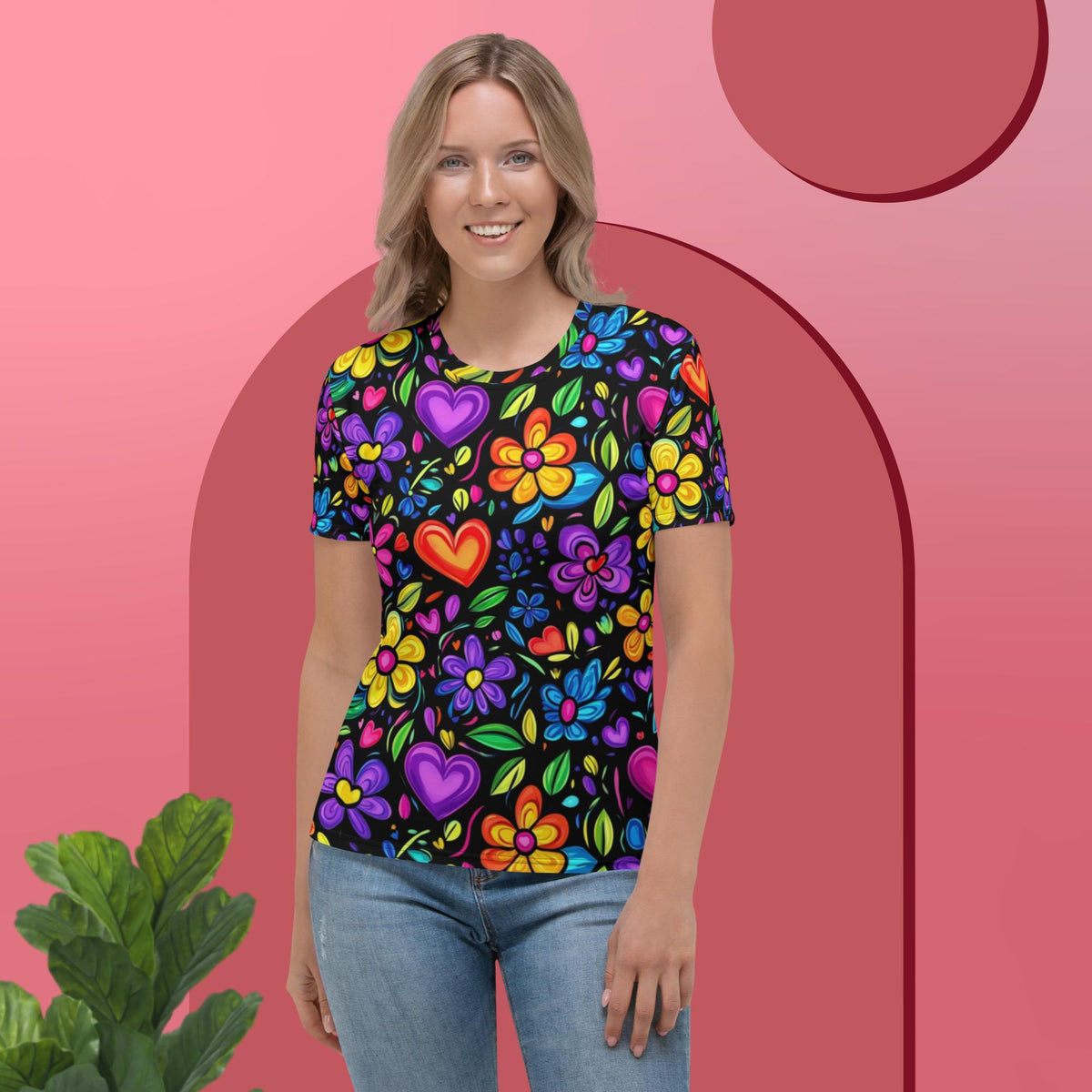 Blooming Hearts Tee – Colorful Floral Love Shirt for Joy by XGuidance XS 1