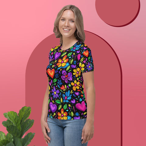 Blooming Hearts Tee – Colorful Floral Love Shirt for Joy by XGuidance XS 3