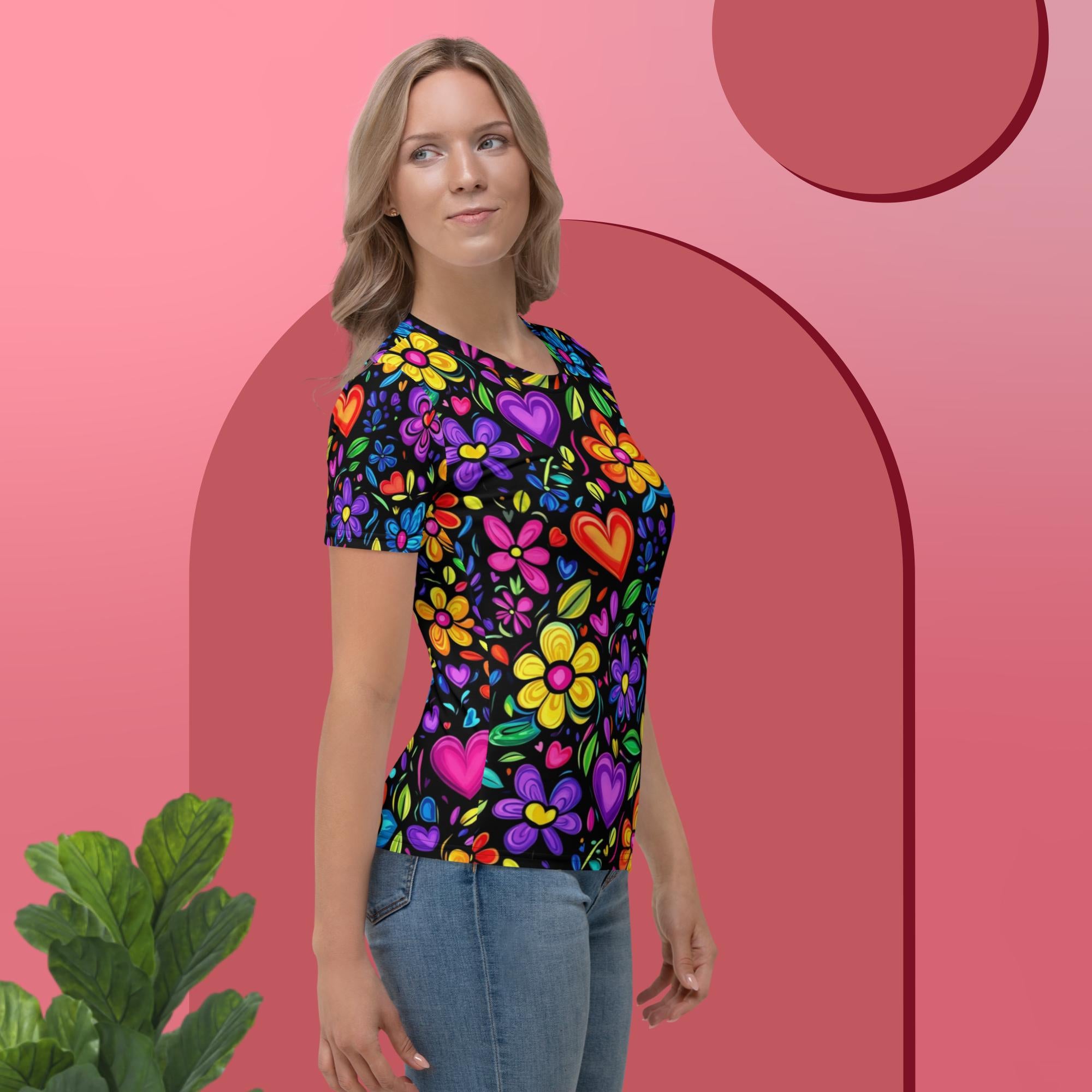 Blooming Hearts Tee – Colorful Floral Love Shirt for Joy by XGuidance XS 4