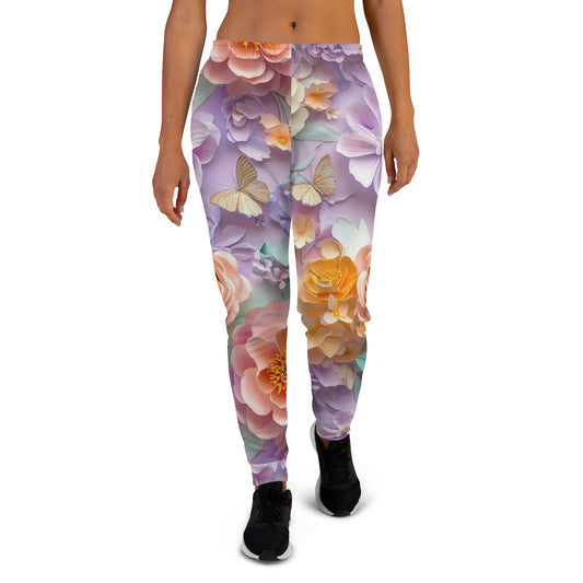 Blossom Harmony Joggers – Pastel Floral Artistic Pants by XGuidance XS 1