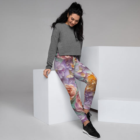 Blossom Harmony Joggers – Pastel Floral Artistic Pants by XGuidance XS 5