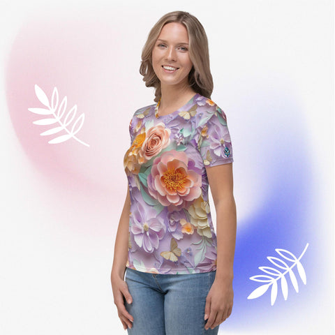 Blossom Harmony Tee – Pastel Floral Shirt with Soft Comfort by XGuidance XS 3