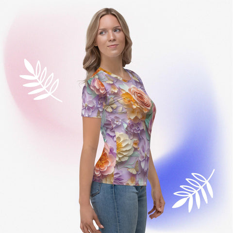 Blossom Harmony Tee – Pastel Floral Shirt with Soft Comfort by XGuidance XS 4