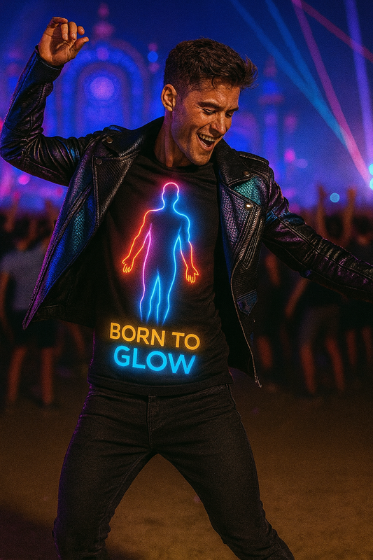 Born to Glow T-Shirt, Neon Festival Streetwear T-Shirts by XGuidance XS 1