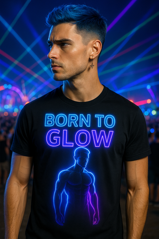 Born to Glow T-Shirt, Neon Festival Streetwear T-Shirts by XGuidance XS 1