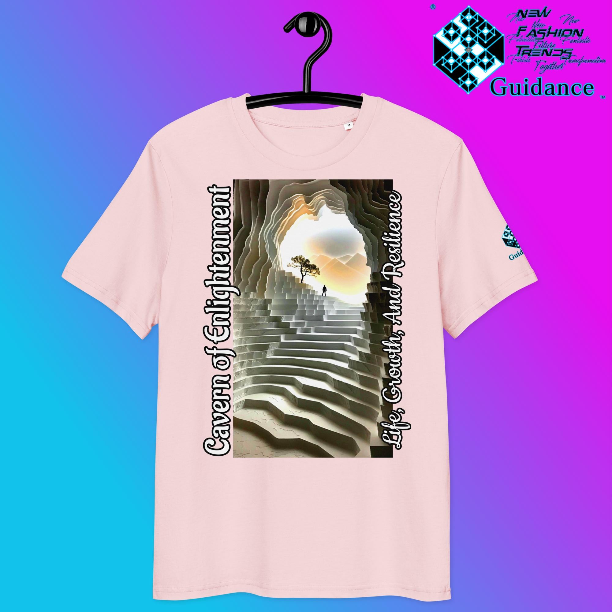 Cavern of Enlightenment Tee with Mystical Light Layers by XGuidance Cotton Pink 23