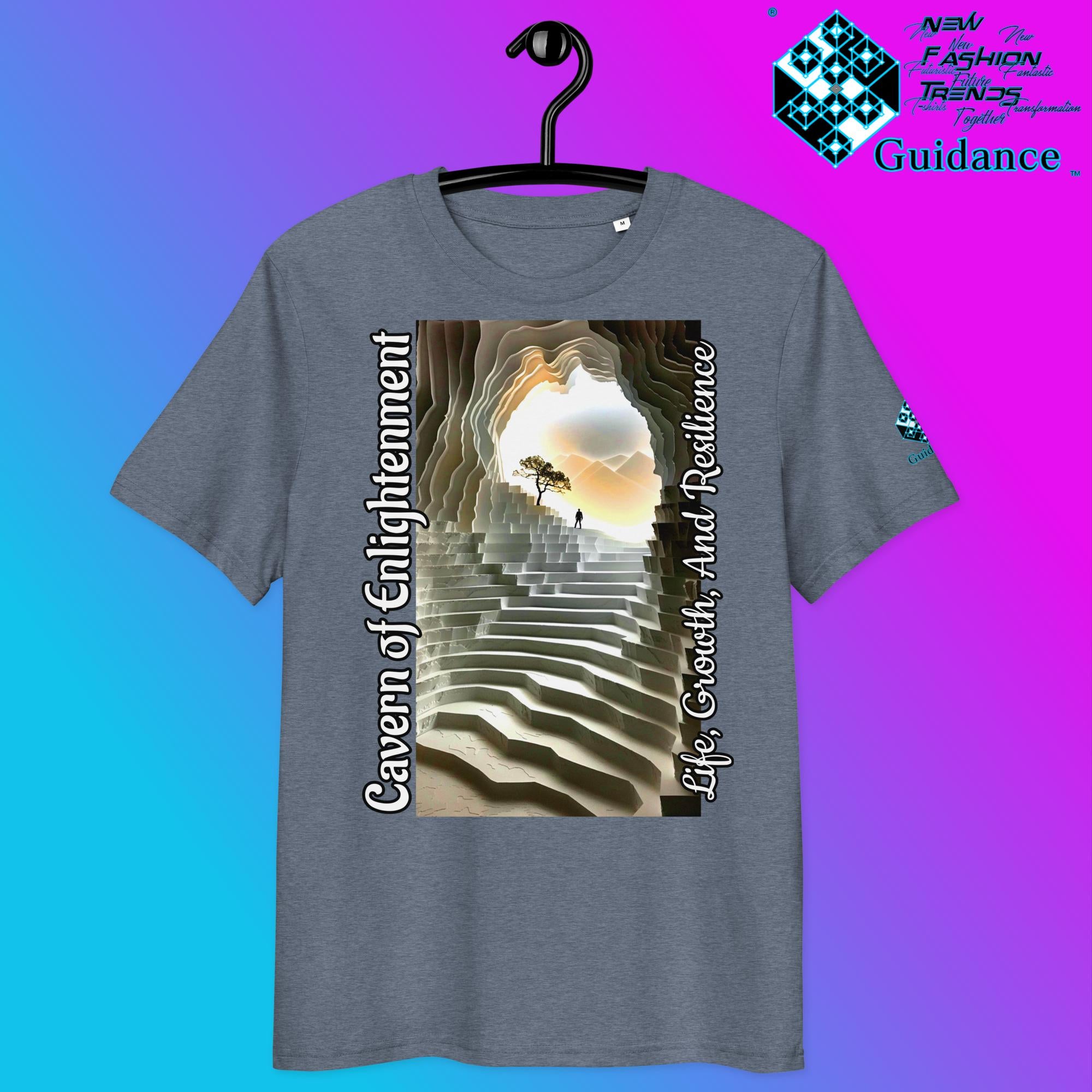 Cavern of Enlightenment Tee with Mystical Light Layers by XGuidance Dark Heather Blue 24