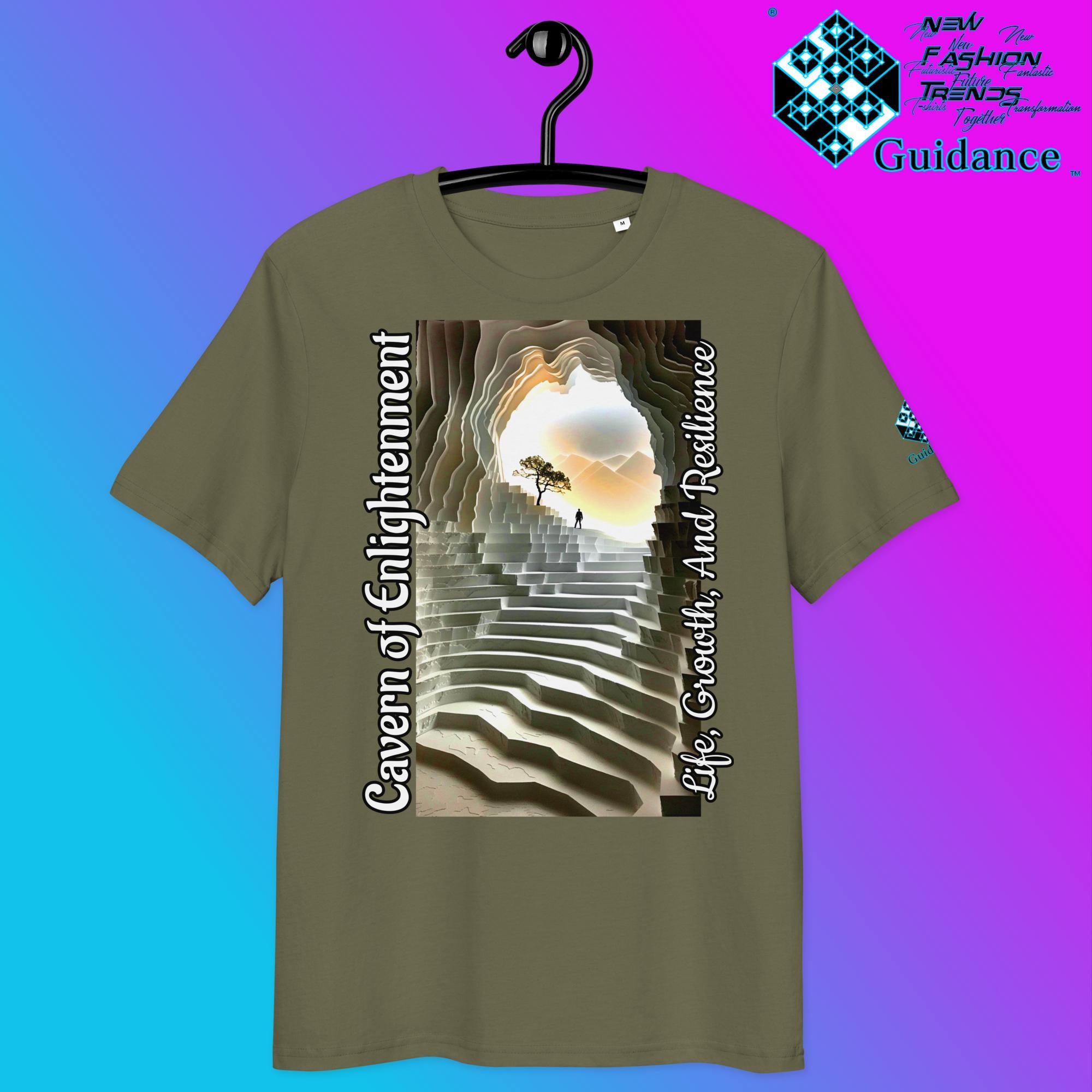 Cavern of Enlightenment Tee with Mystical Light Layers by XGuidance Khaki 30