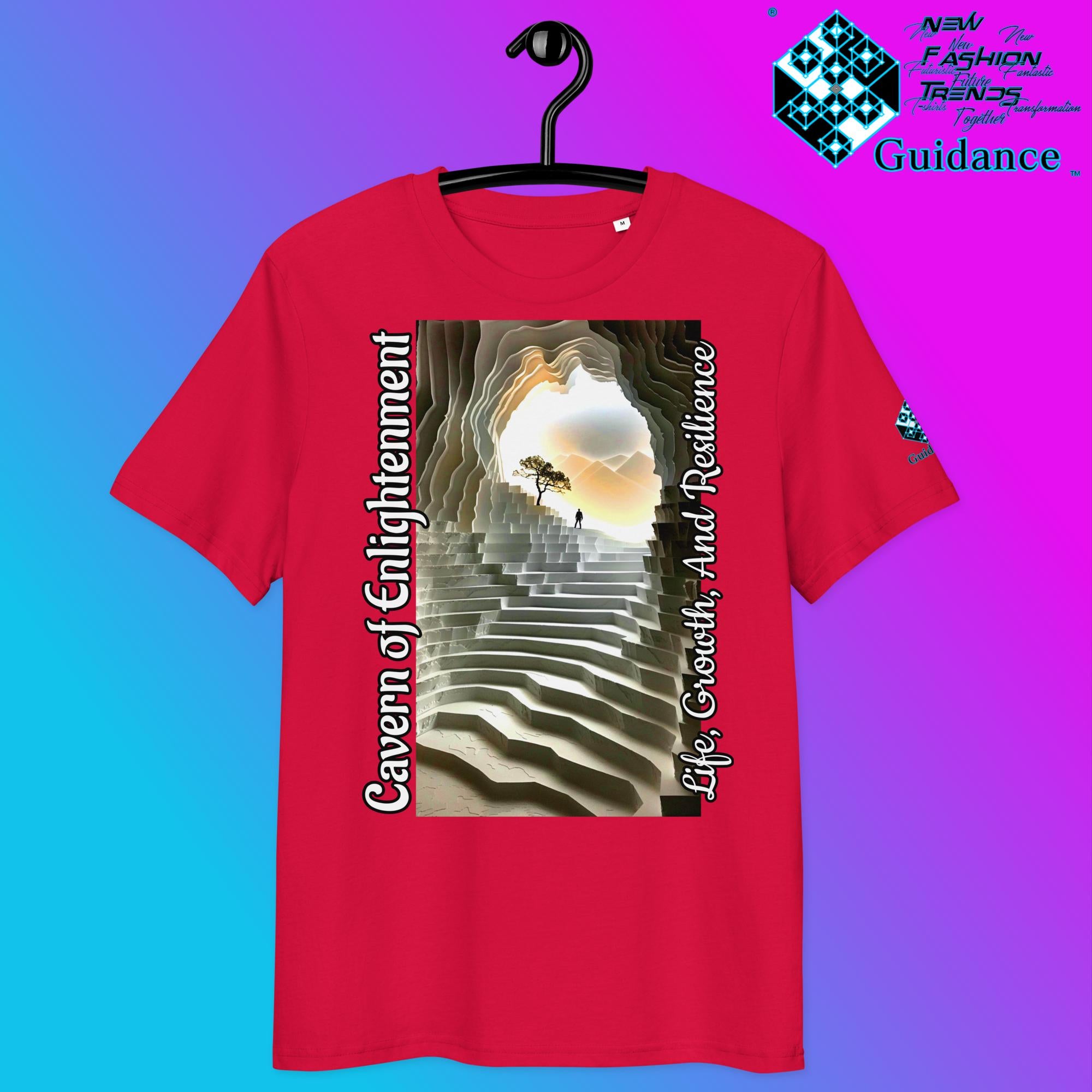 Cavern of Enlightenment Tee with Mystical Light Layers by XGuidance Red 32