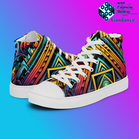 Celestial Threads High Top Shoes – Sacred Streetwear Sneakers by XGuidance White 1
