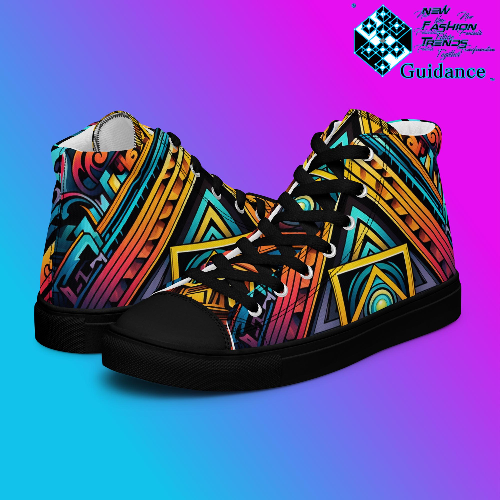 Celestial Threads High Top Shoes – Sacred Streetwear Sneakers by XGuidance Black 6