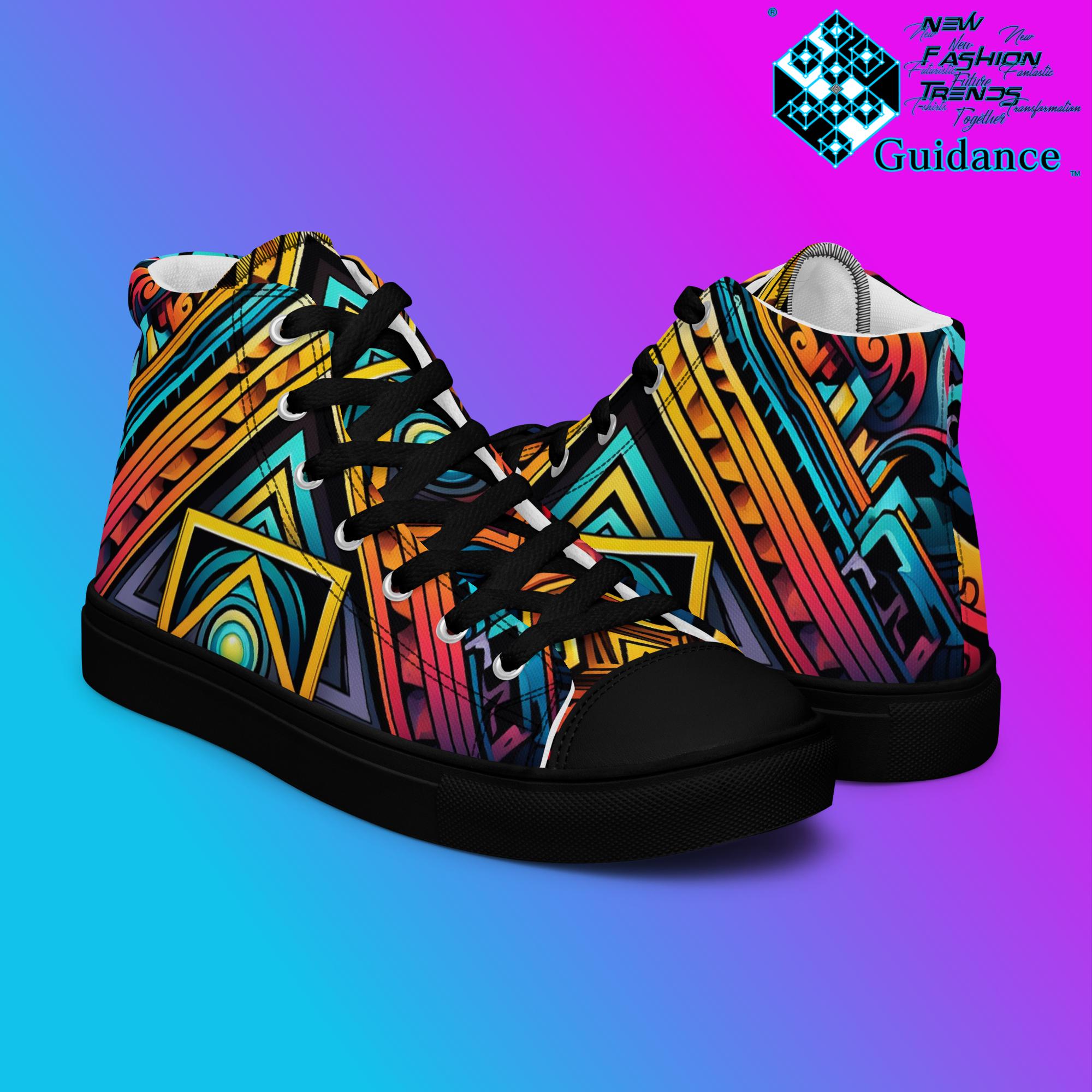 Celestial Threads High Top Shoes – Sacred Streetwear Sneakers by XGuidance Black 8