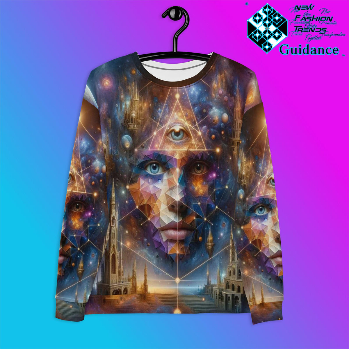 Celestial Visage Sweatshirt with Galactic Face by XGuidance XS 1