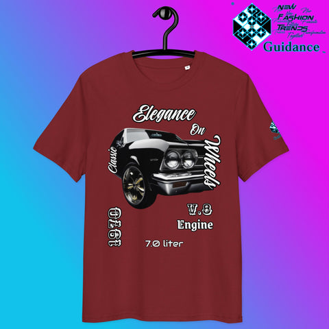 Classic Black Muscle Car Tee – V8 Power & Chrome Style by XGuidance Burgundy 3