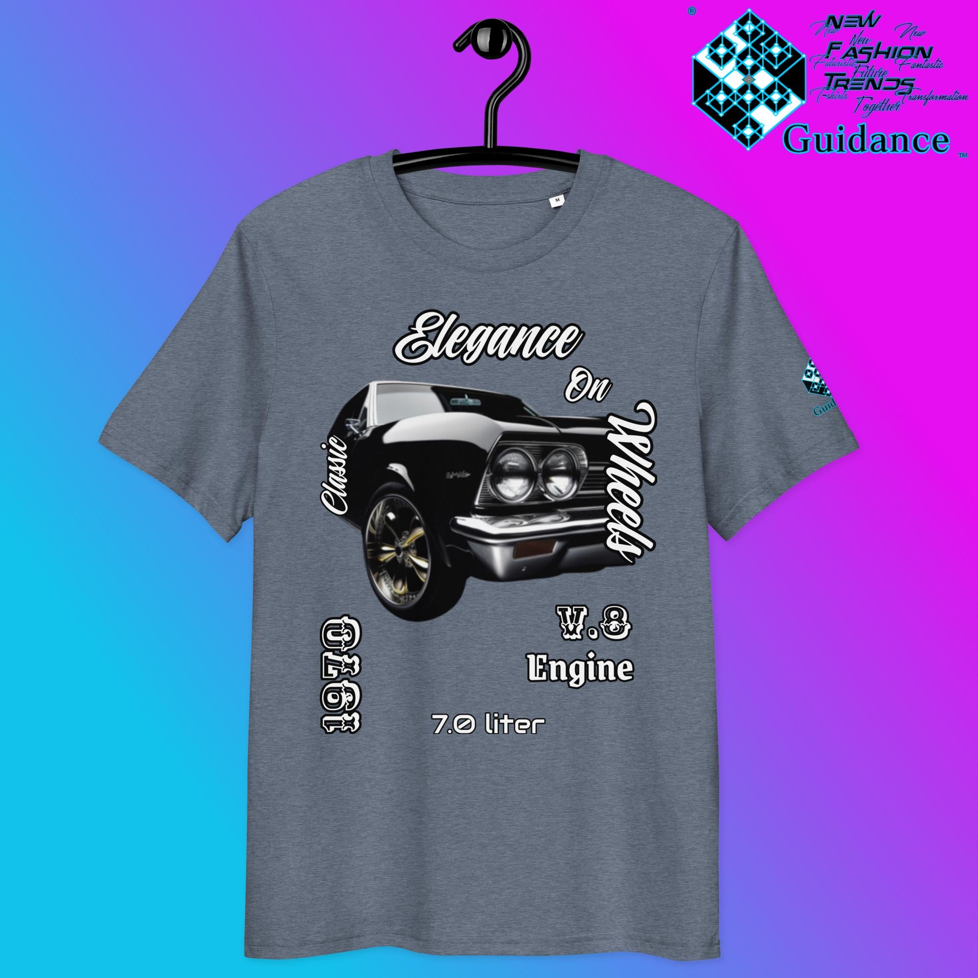 Classic Black Muscle Car Tee – V8 Power & Chrome Style by XGuidance Dark Heather Blue 4