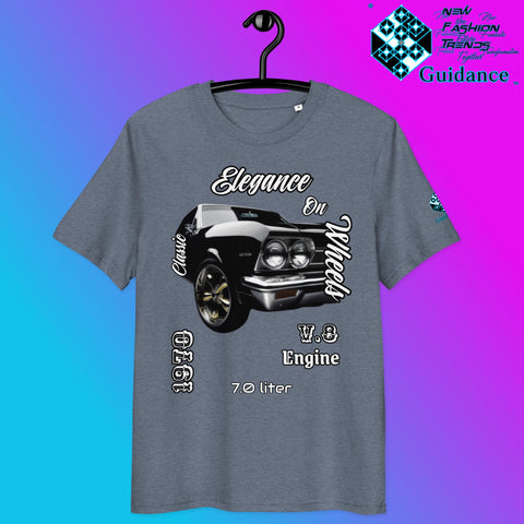 Classic Black Muscle Car Tee – V8 Power & Chrome Style by XGuidance Dark Heather Blue 4