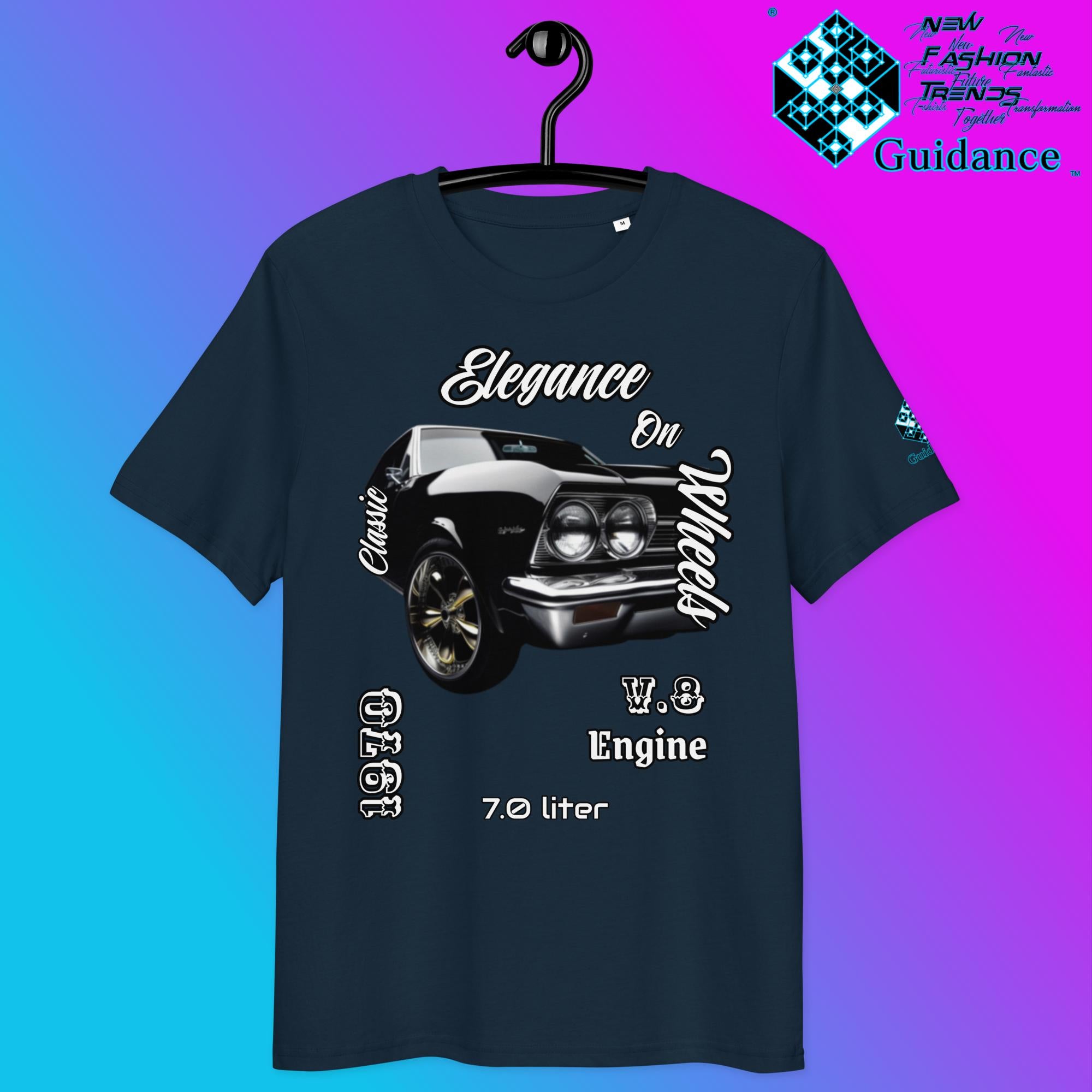 Classic Black Muscle Car Tee – V8 Power & Chrome Style by XGuidance French Navy 6