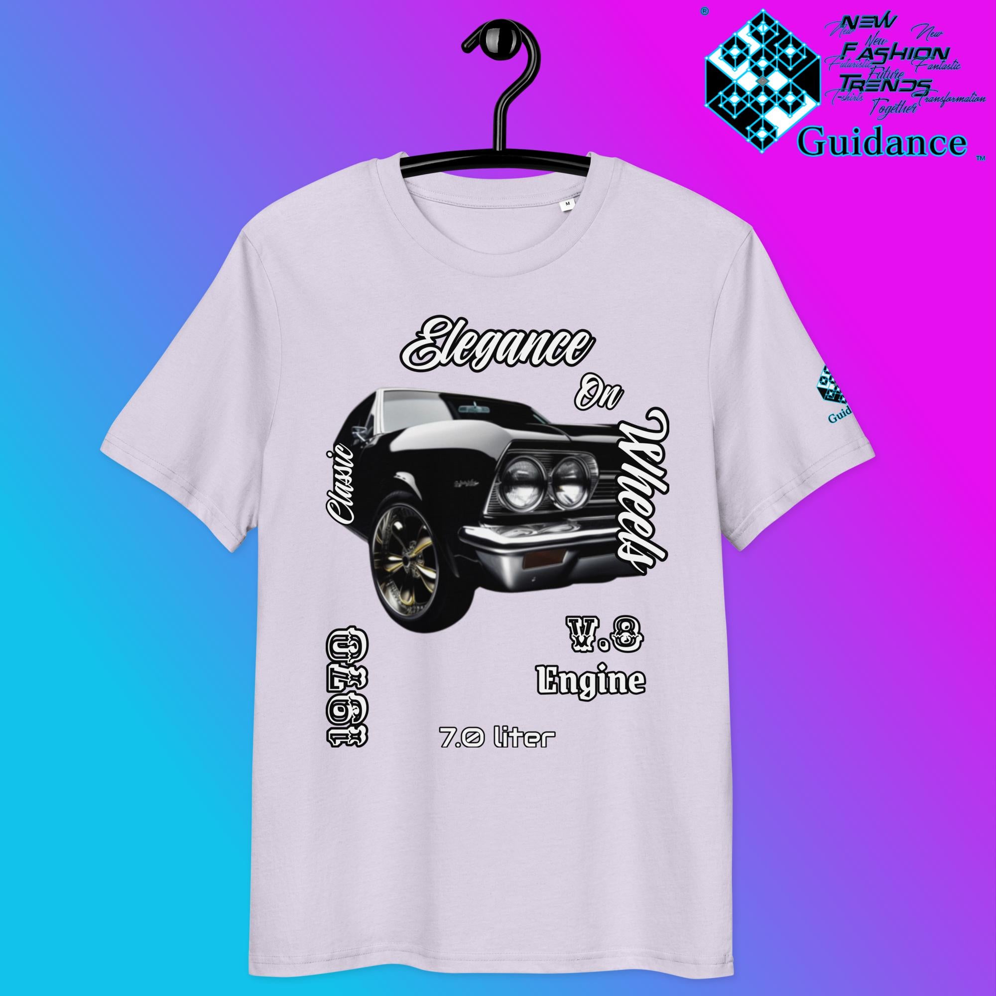 Classic Black Muscle Car Tee – V8 Power & Chrome Style by XGuidance Lavender 8
