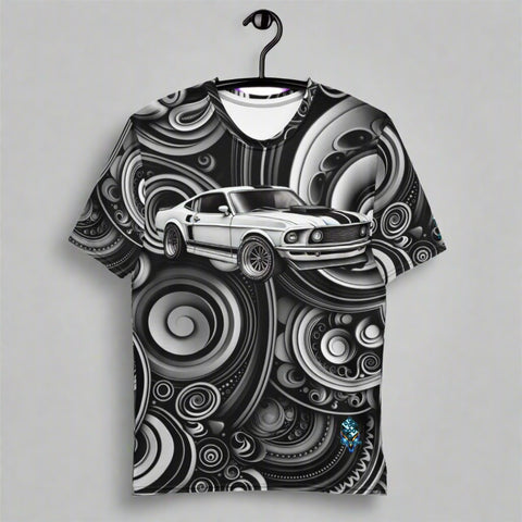 Classic Muscle Car T-Shirt – Black & White Swirl Art by XGuidance XS 1