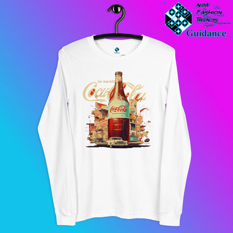 Coca-Cola Long Sleeve T-Shirt with Vintage Bottle Design by XGuidance White 2