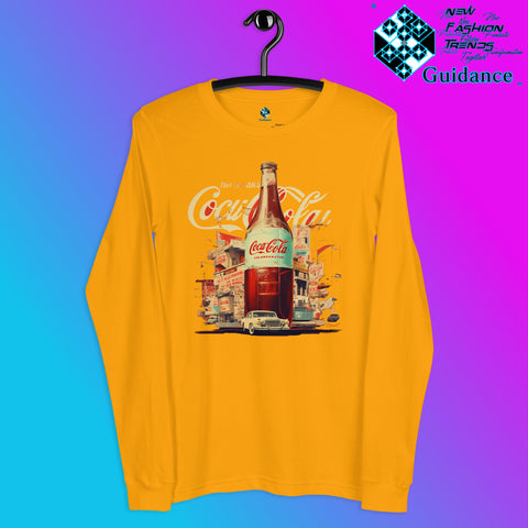 Coca-Cola Long Sleeve T-Shirt with Vintage Bottle Design by XGuidance Gold 5
