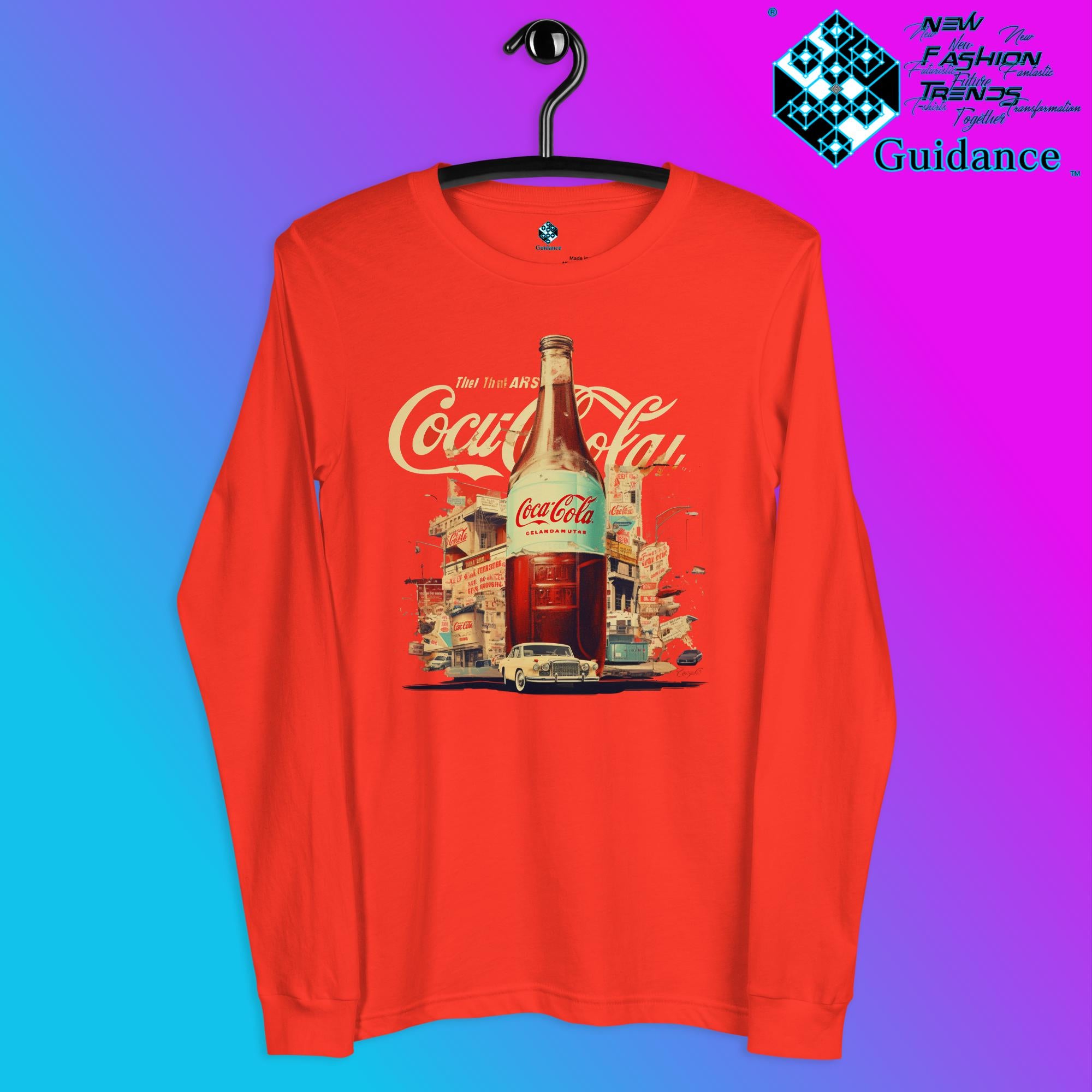 Coca-Cola Long Sleeve T-Shirt with Vintage Bottle Design by XGuidance Poppy 6