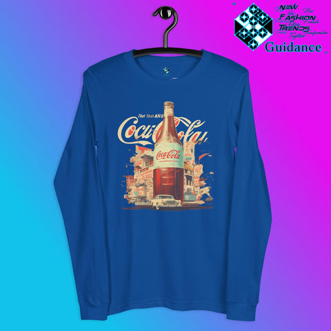 Coca-Cola Long Sleeve T-Shirt with Vintage Bottle Design by XGuidance True Royal 9