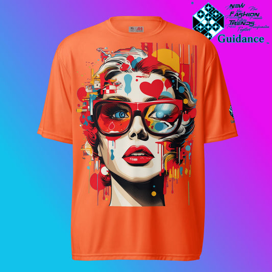 Cosmic Feminine Retro T Shirt by XGuidance Safety Orange 1