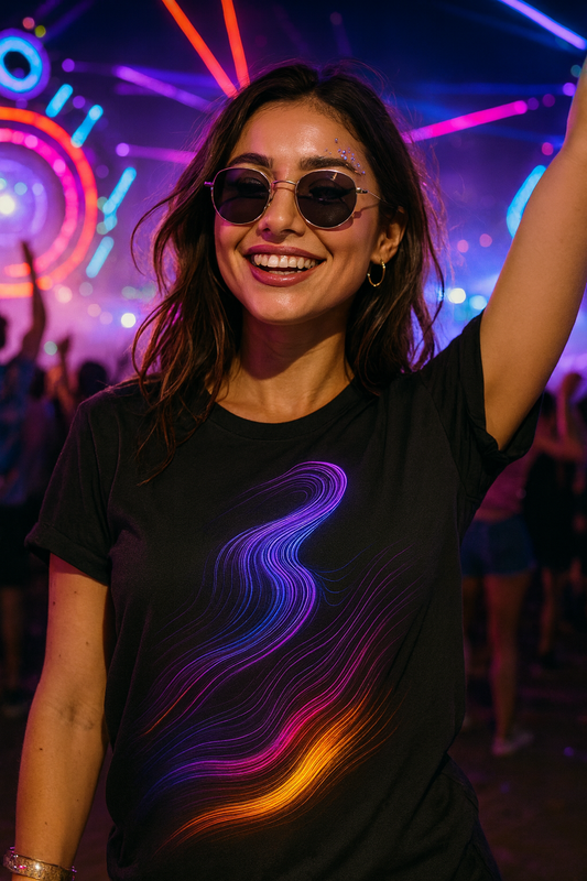 Cosmic Flow T-Shirt, Neon Abstract Streetwear T-Shirts by XGuidance XS 1
