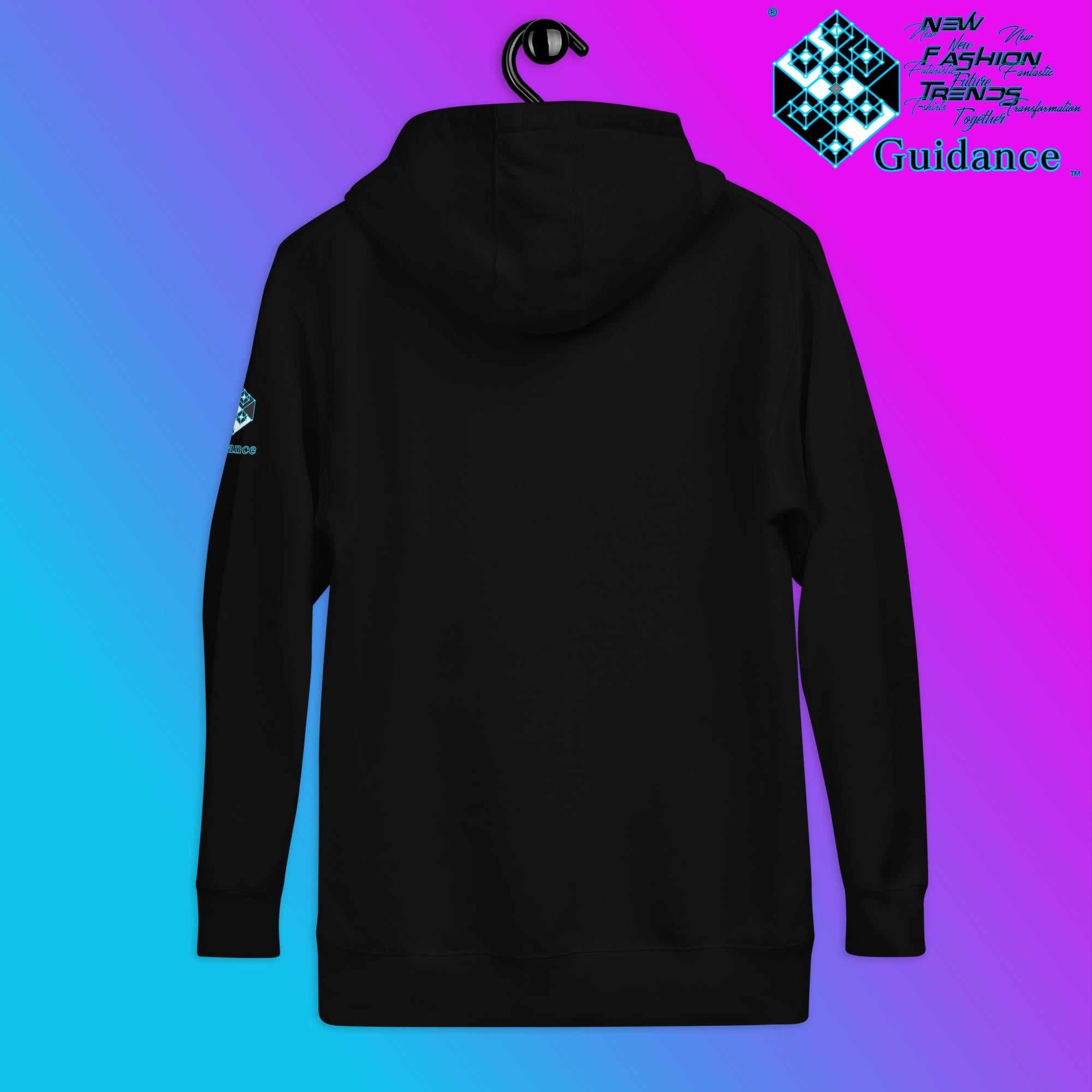 Cosmic Symphony Hoodie – Planets and Stars Artwork by XGuidance Black 13