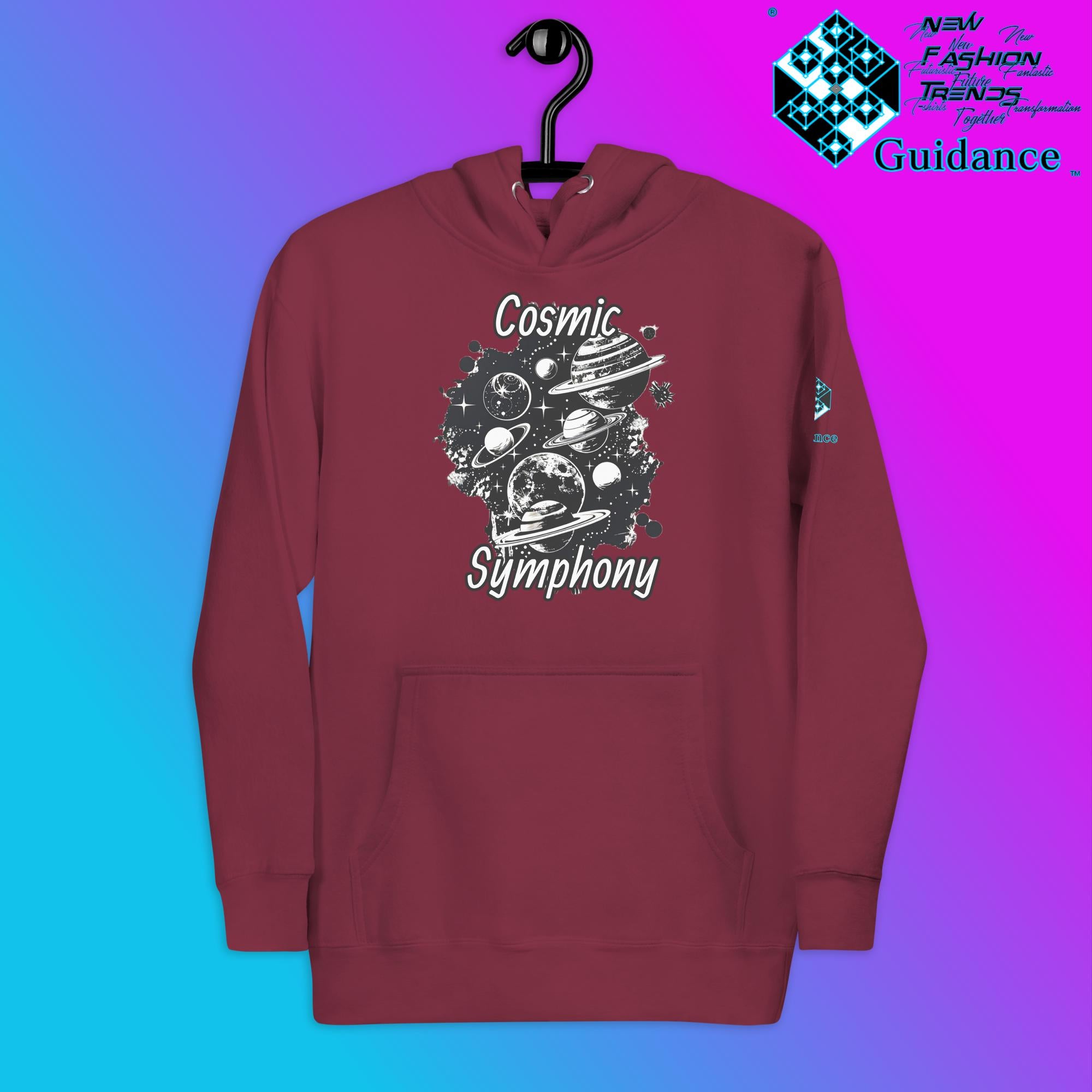 Cosmic Symphony Hoodie – Planets and Stars Artwork by XGuidance Maroon 5
