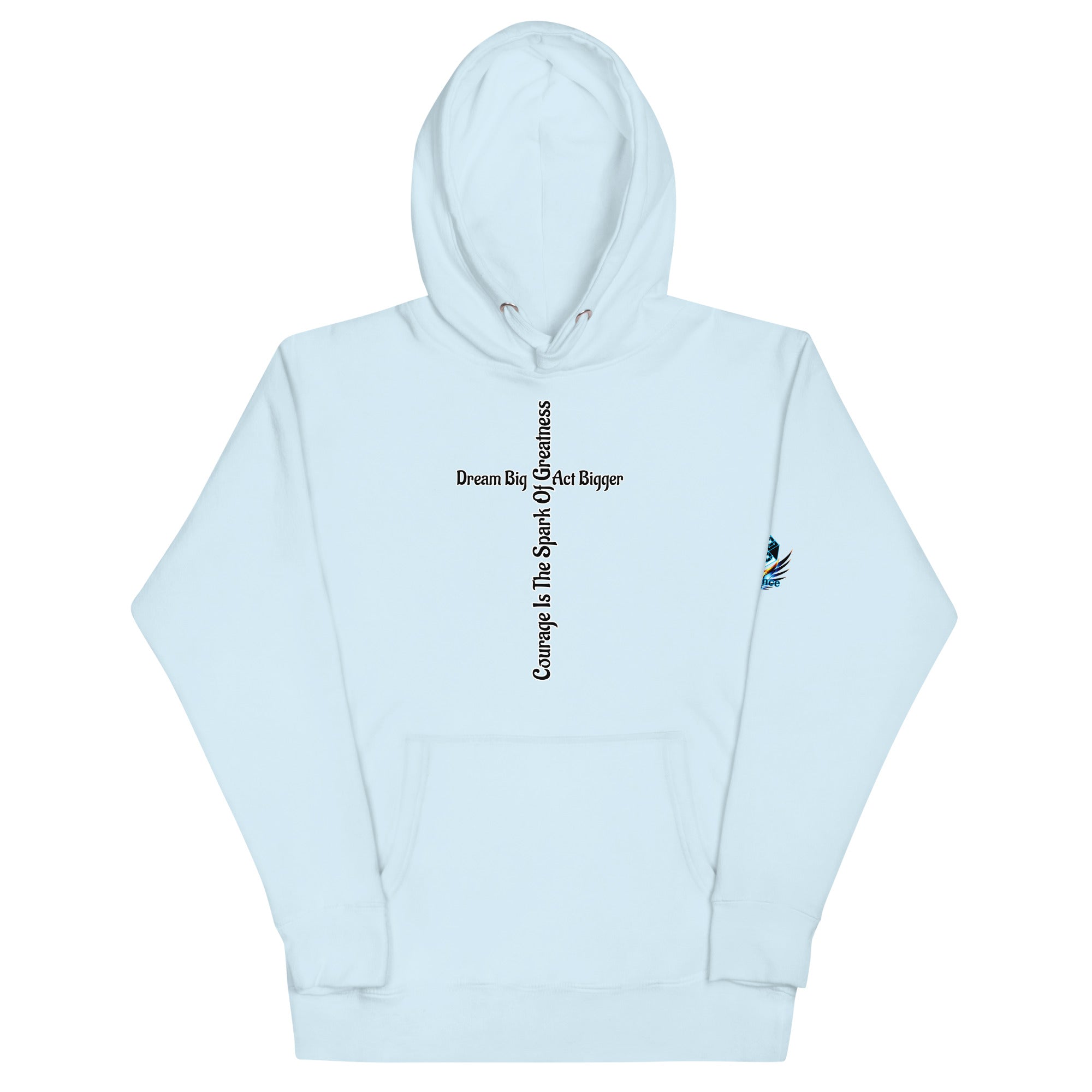 Courage Is the Spark – Dream Big Hoodie for Bold Souls by XGuidance Sky Blue 13