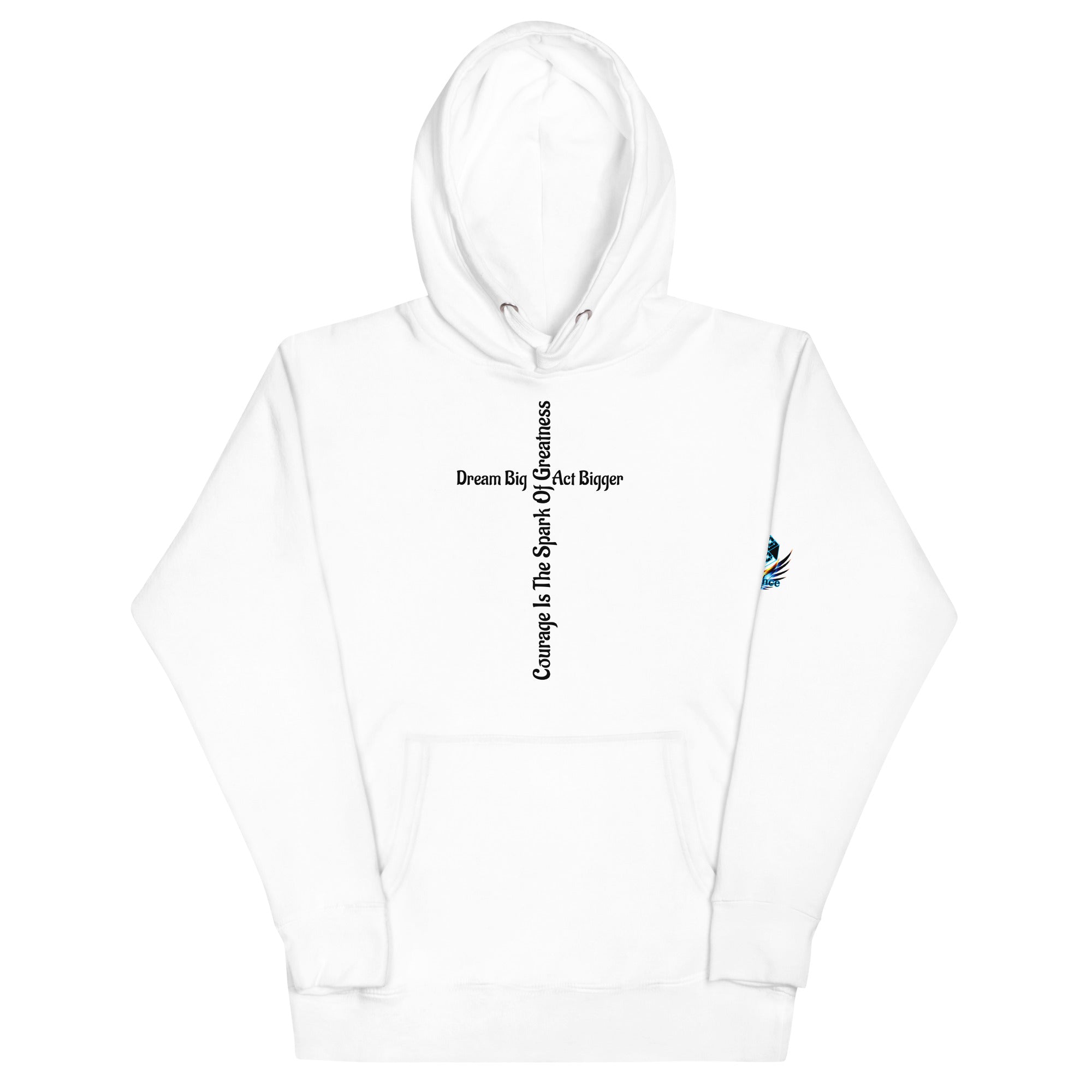 Courage Is the Spark – Dream Big Hoodie for Bold Souls by XGuidance White 15
