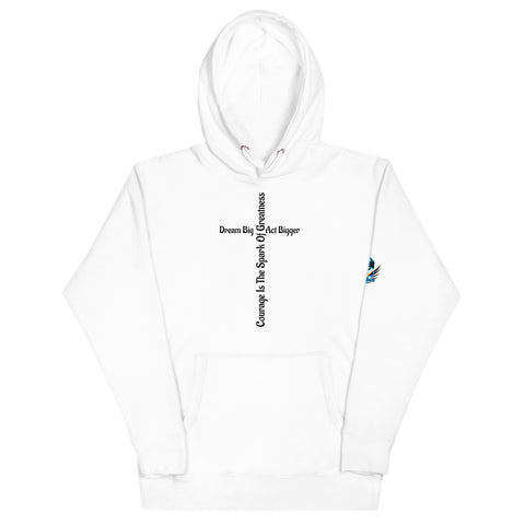 Courage Is the Spark – Dream Big Hoodie for Bold Souls by XGuidance White 15