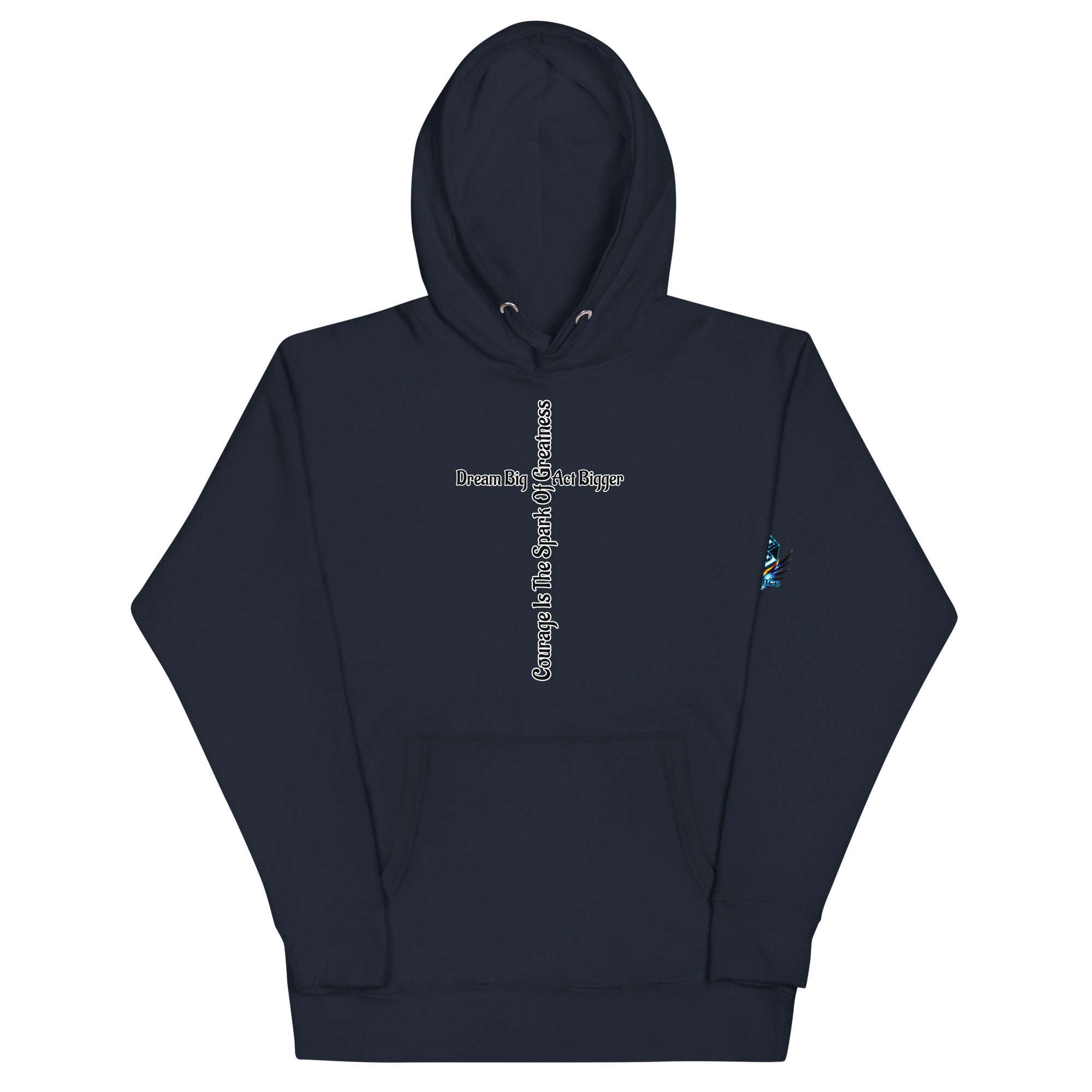 Courage Is the Spark – Dream Big Hoodie for Bold Souls by XGuidance Navy Blazer 2