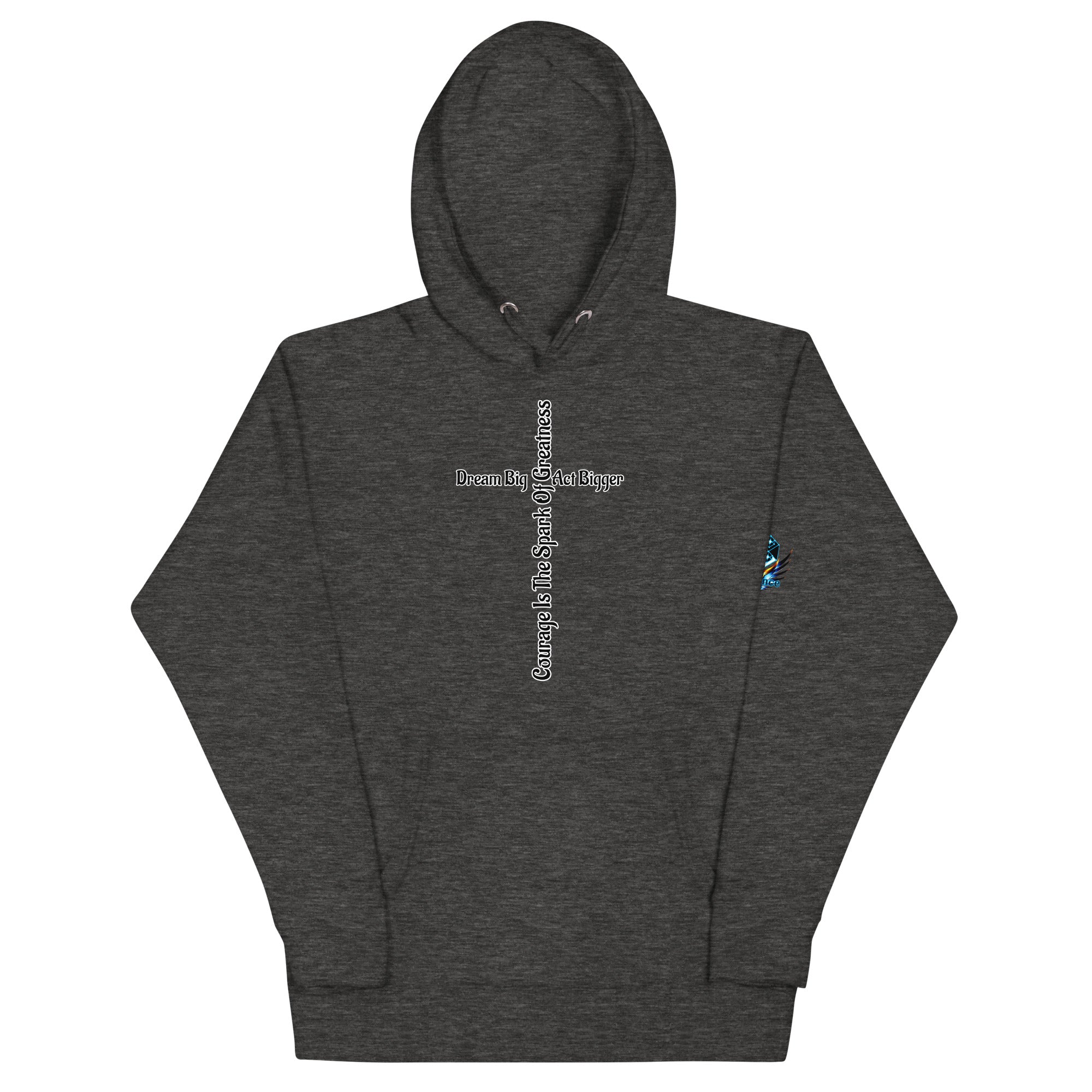 Courage Is the Spark – Dream Big Hoodie for Bold Souls by XGuidance Charcoal Heather 4