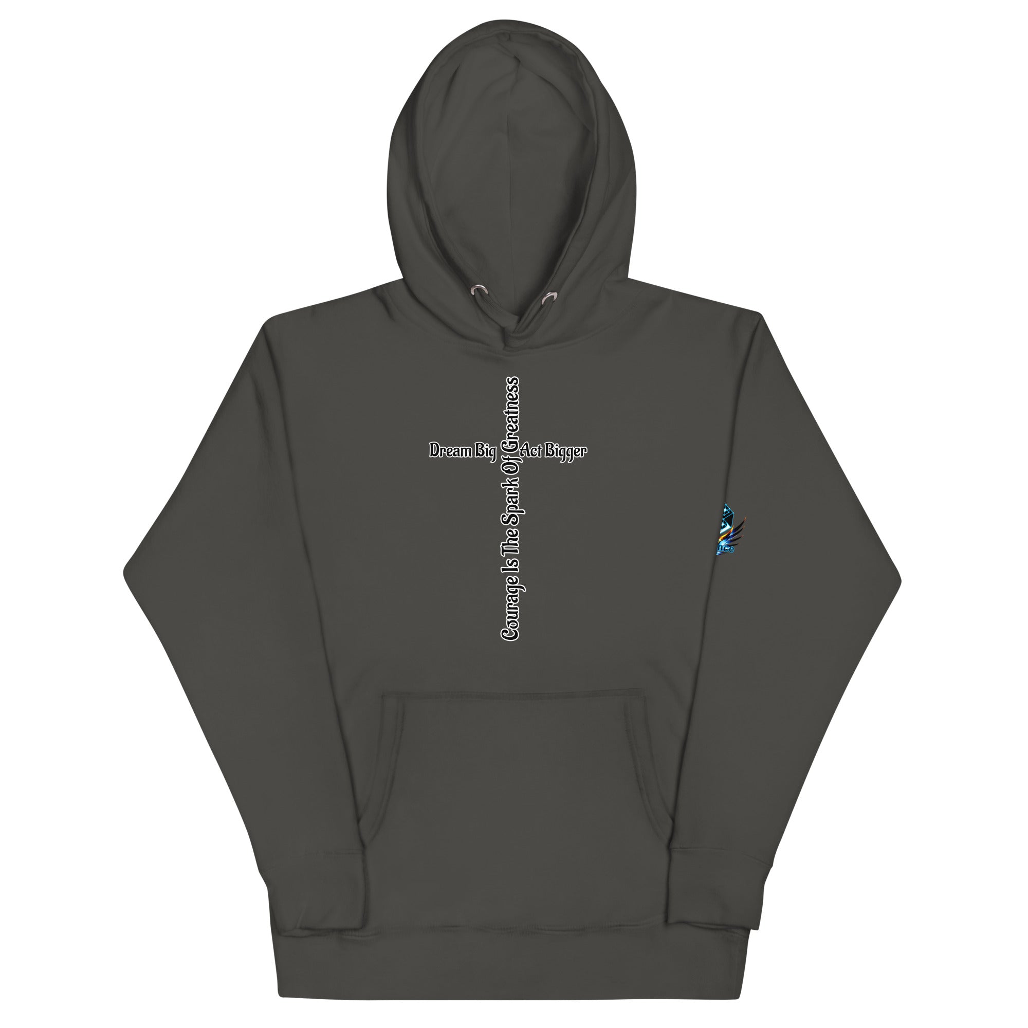 Courage Is the Spark – Dream Big Hoodie for Bold Souls by XGuidance Vintage Black 5