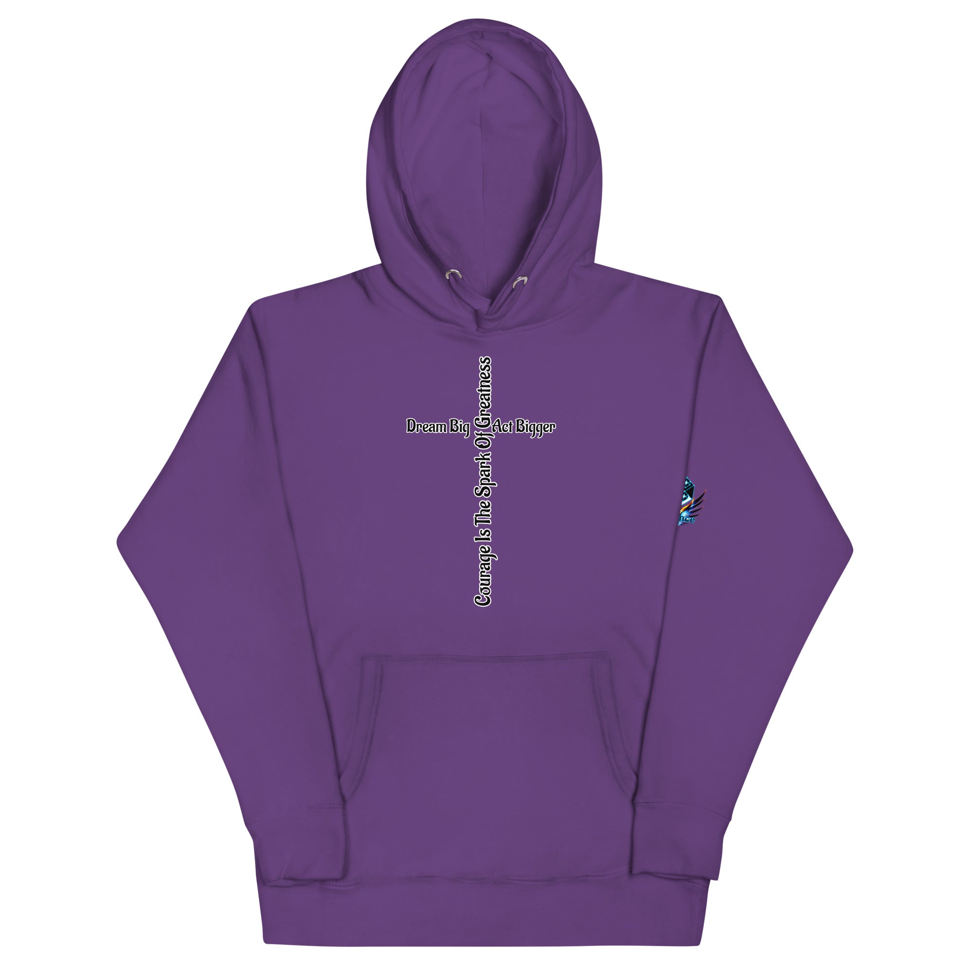 Courage Is the Spark – Dream Big Hoodie for Bold Souls by XGuidance Purple 7