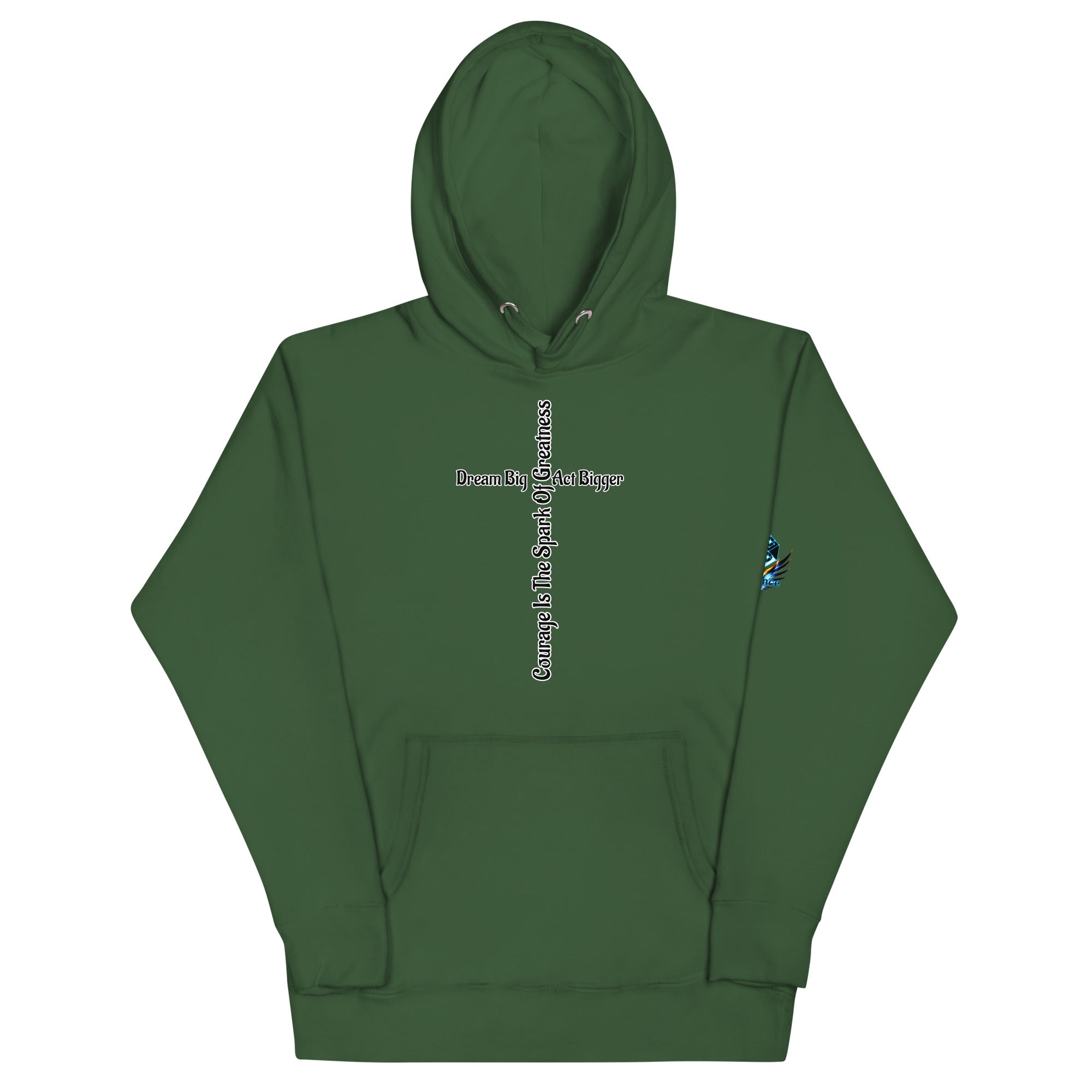 Courage Is the Spark – Dream Big Hoodie for Bold Souls by XGuidance Forest Green 8