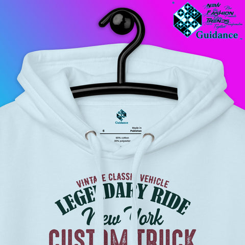 Custom Cruiser Hoodie with Vintage Truck Print by XGuidance Dusty Rose 7