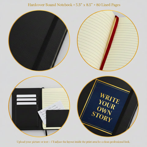 Custom Hardcover Notebook – Personalized Journal with Photo or Motivational Quote