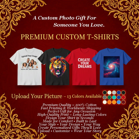 Custom Unisex T-shirt – Upload Your Picture 100% cotton