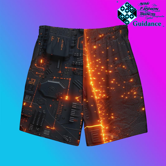 Cyber Edge Swim Trunks – Futuristic Tech Grid Flame by XGuidance 2XS 2