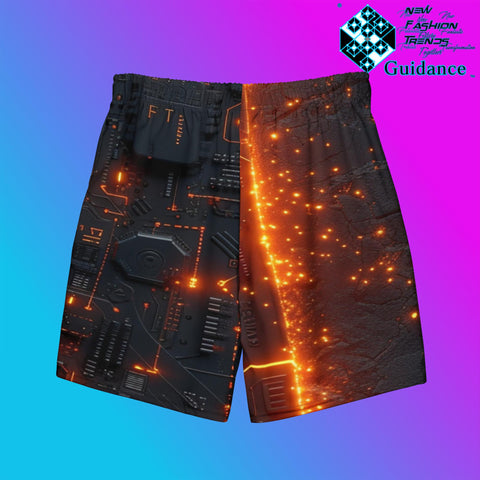 Cyber Edge Swim Trunks – Futuristic Tech Grid Flame by XGuidance 2XS 2
