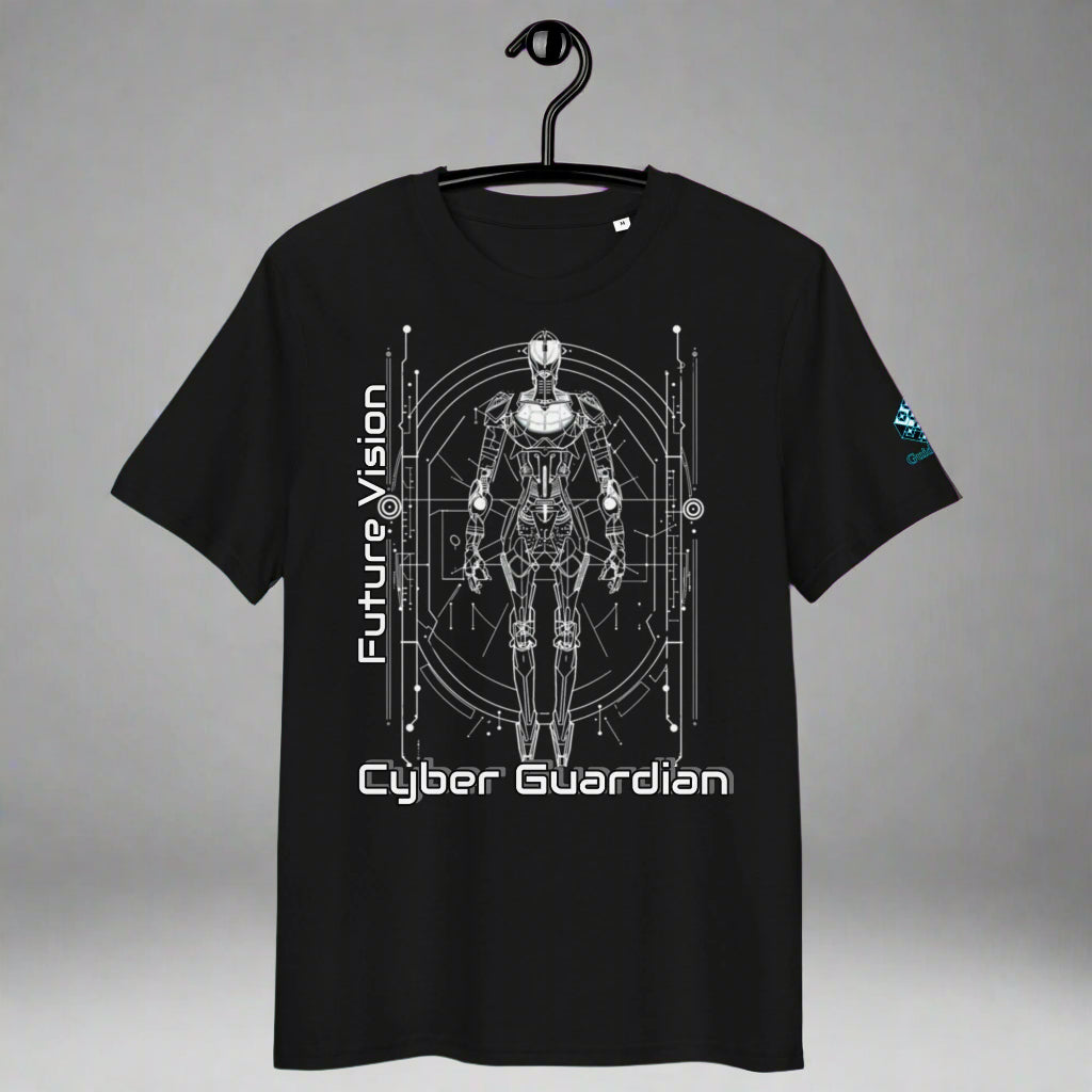 Cyber Guardian T-Shirt – Futuristic Robot & Tech Armor by XGuidance Black 1