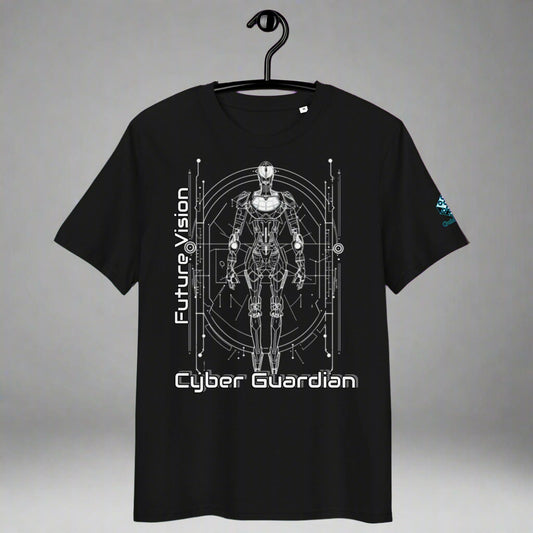 Cyber Guardian T-Shirt – Futuristic Robot & Tech Armor by XGuidance Black 1